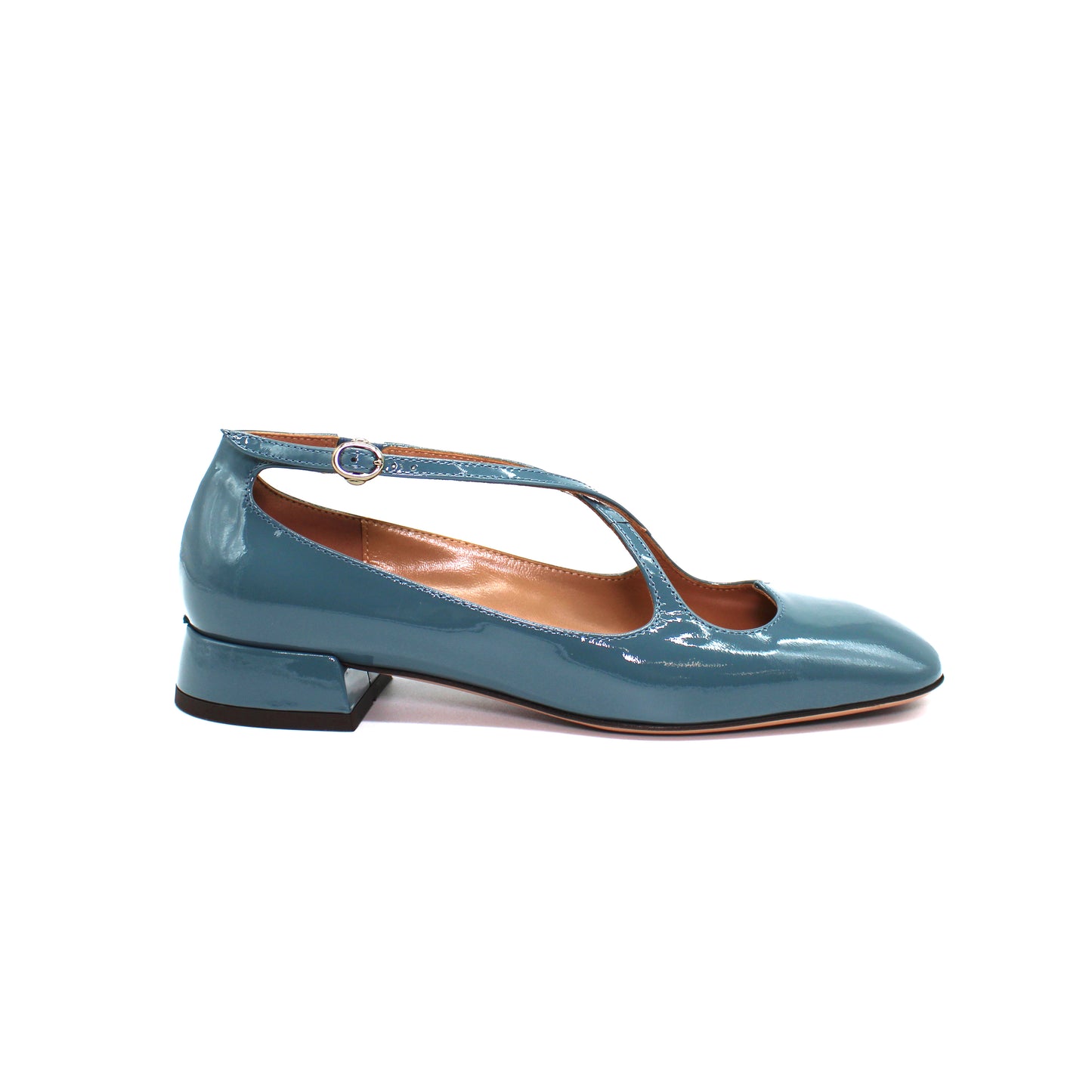 Pump Two for Love in vernice color lago