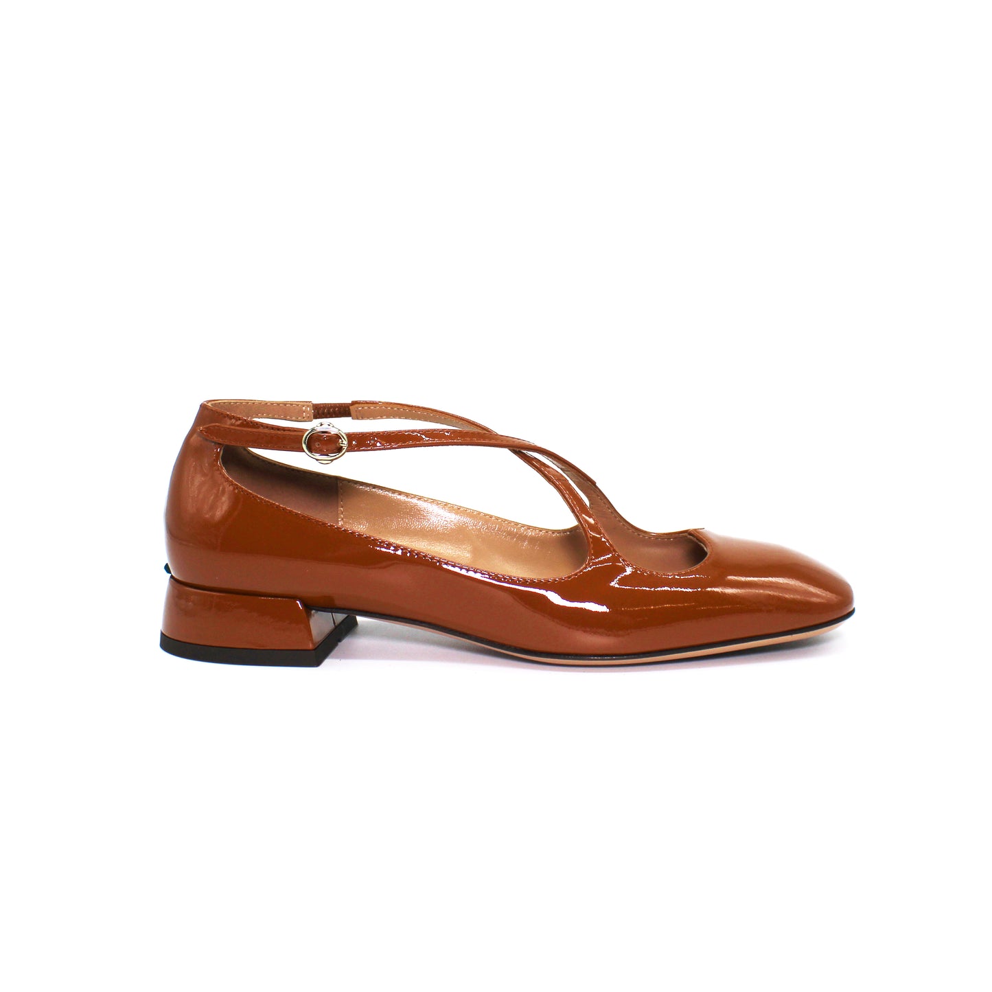 Pump Two for Love in vernice color cuoio