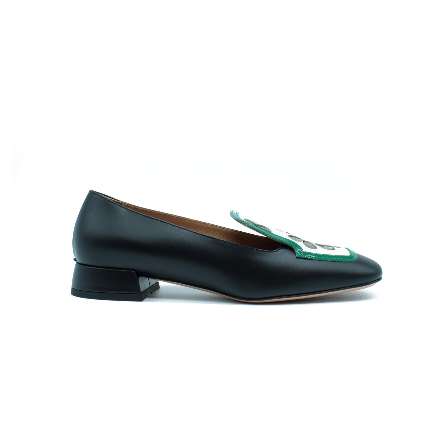 Loafer tricolor con inserti a cuore