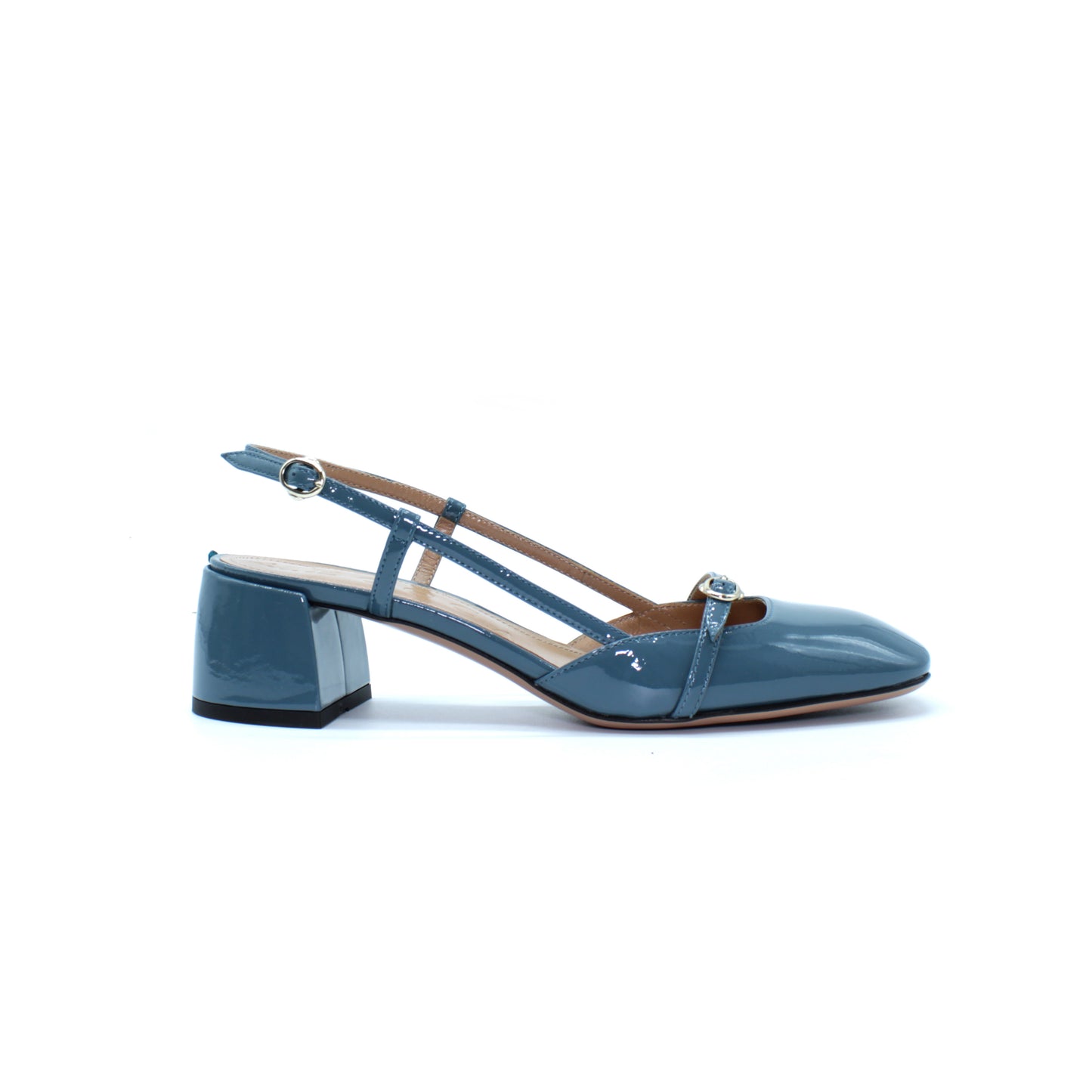 Sling Back in vernice color lago