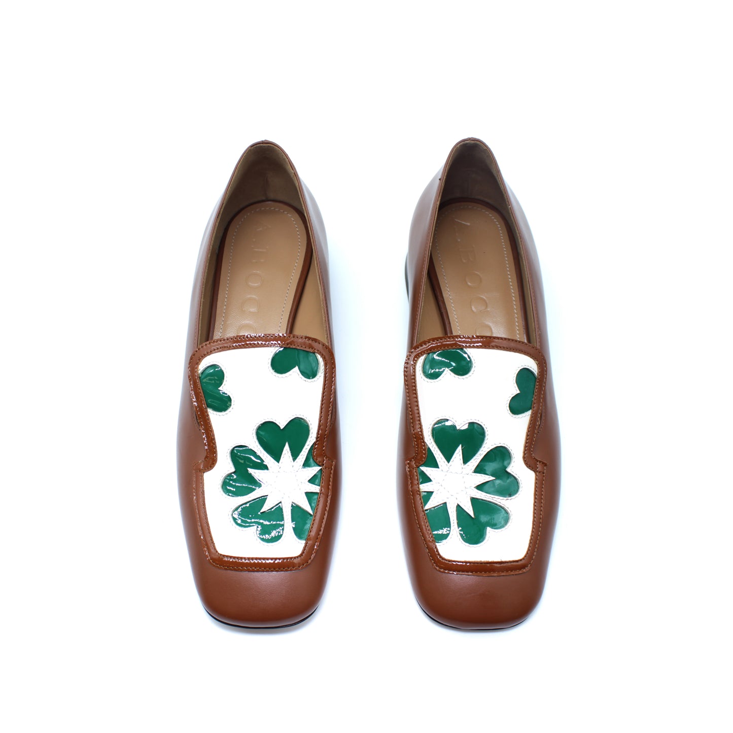 Tricolour loafer with heart-shaped inserts