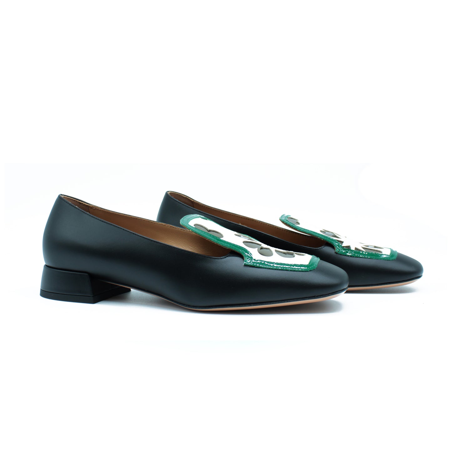 Loafer tricolor con inserti a cuore