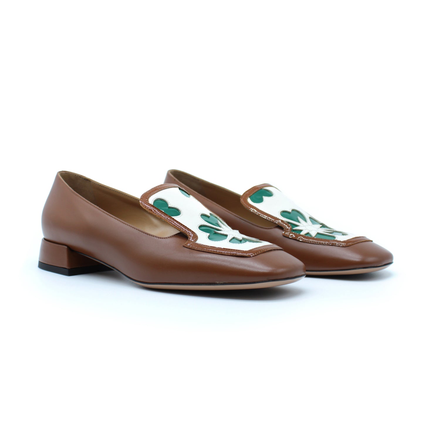 Tricolour loafer with heart-shaped inserts