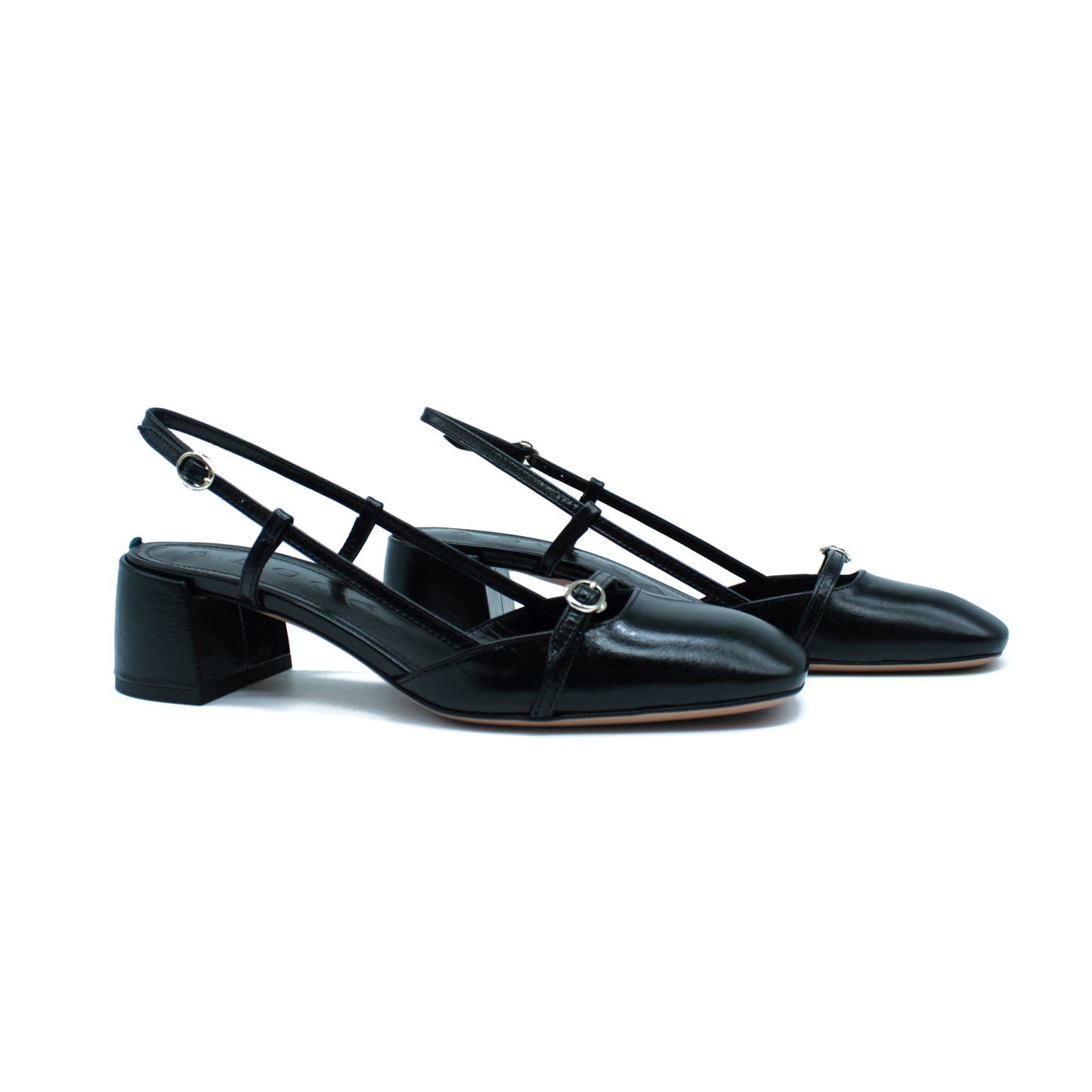 Sling Back in black calfskin