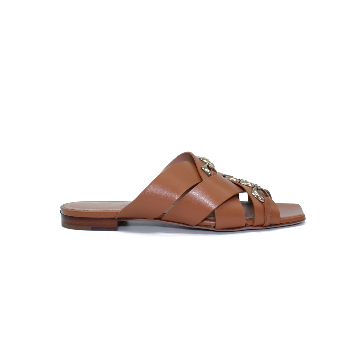 Flat sandal with chains in calf leather - Second life