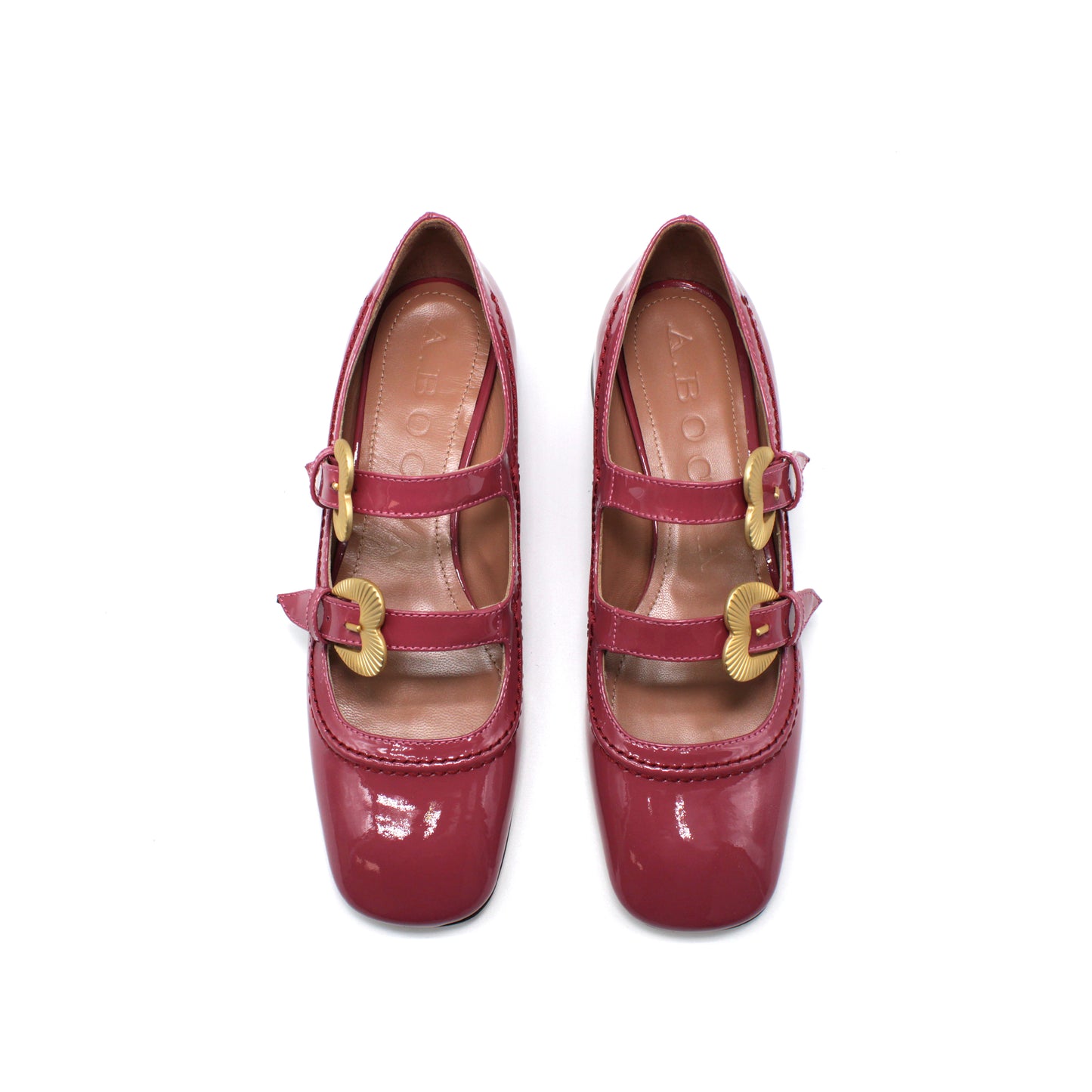 Double strap in hibiscus-coloured patent leather - Second life