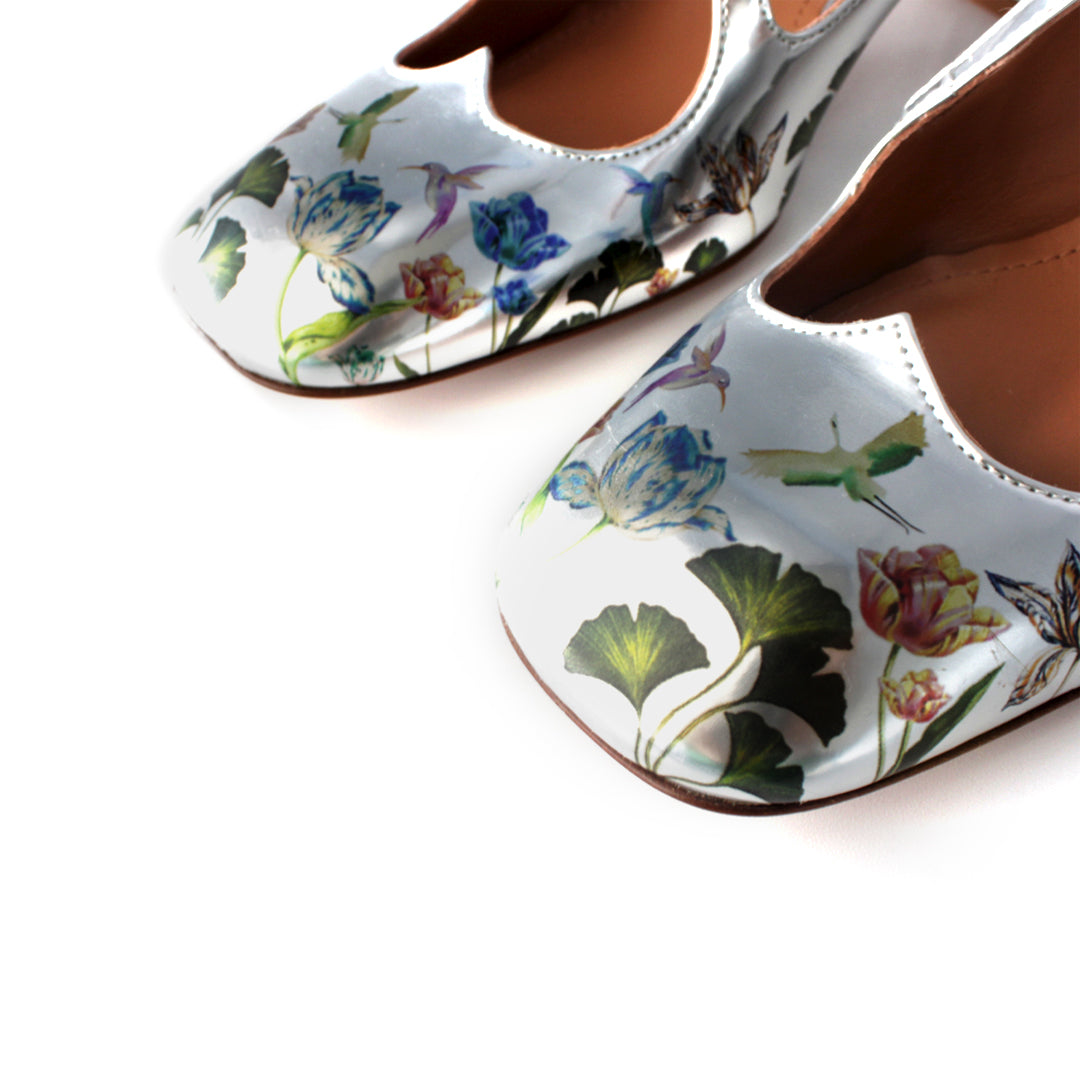 Pump Two for Love in specchio stampa ginko argento - Second life