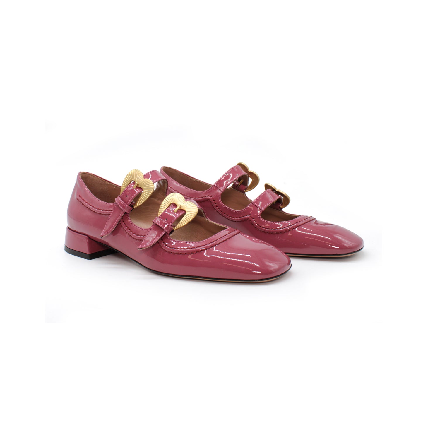 Double strap in hibiscus-coloured patent leather - Second life
