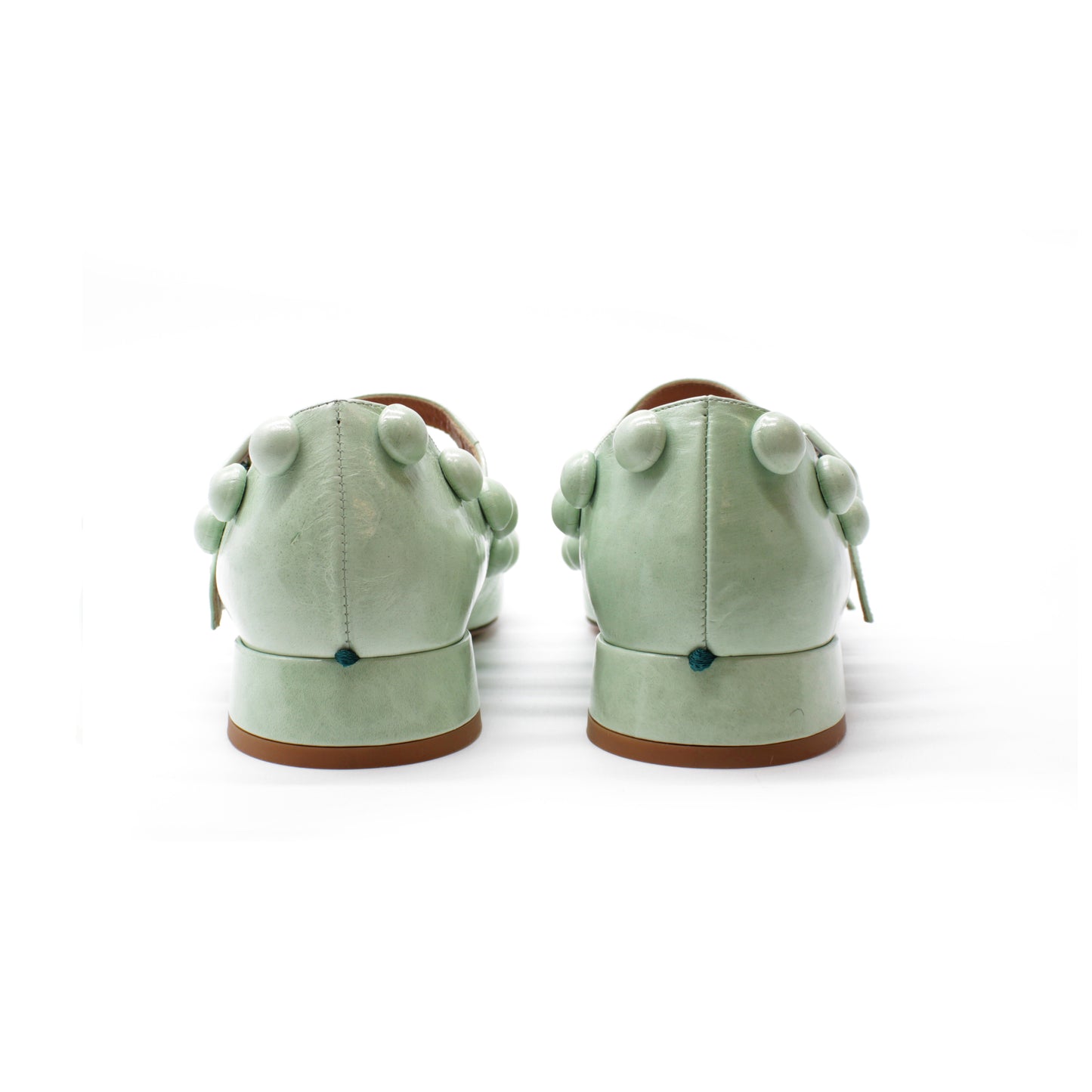 Double strap in vitello "new vintage" color acquamarina