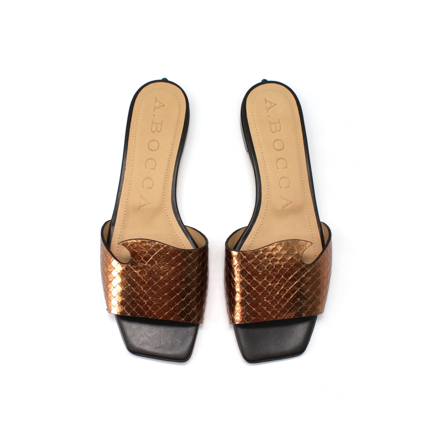 Slide A.Bocca in pelle laminata color rum