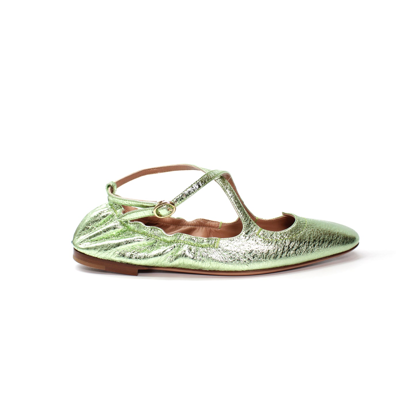 Two for Love ballerina in jade laminated leather