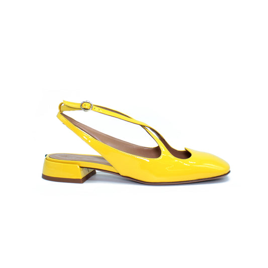 Sling Back Two for Love in vernice color giallo