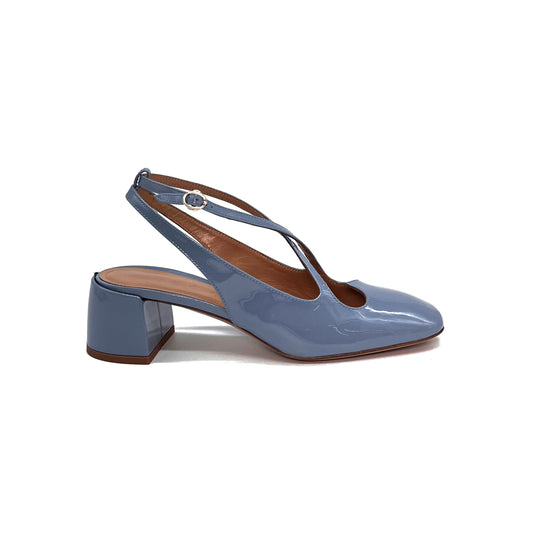 Sling Back Two for Love in smoky blue patent leather