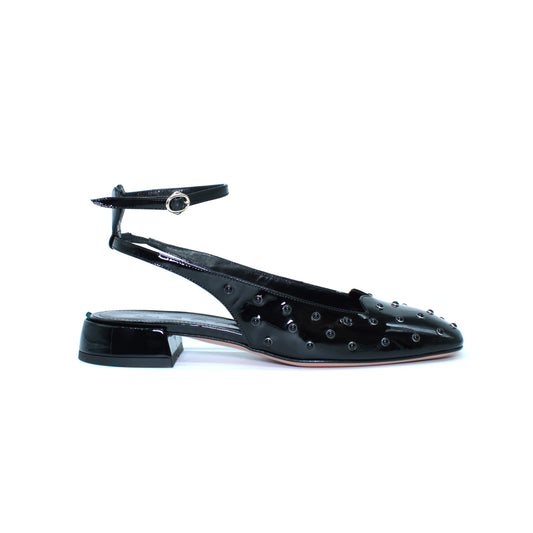 Humi Sling Back in black patent leather