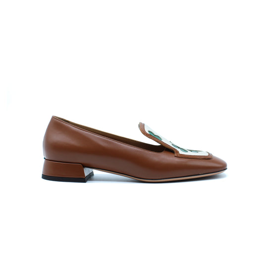 Tricolour loafer with heart-shaped inserts