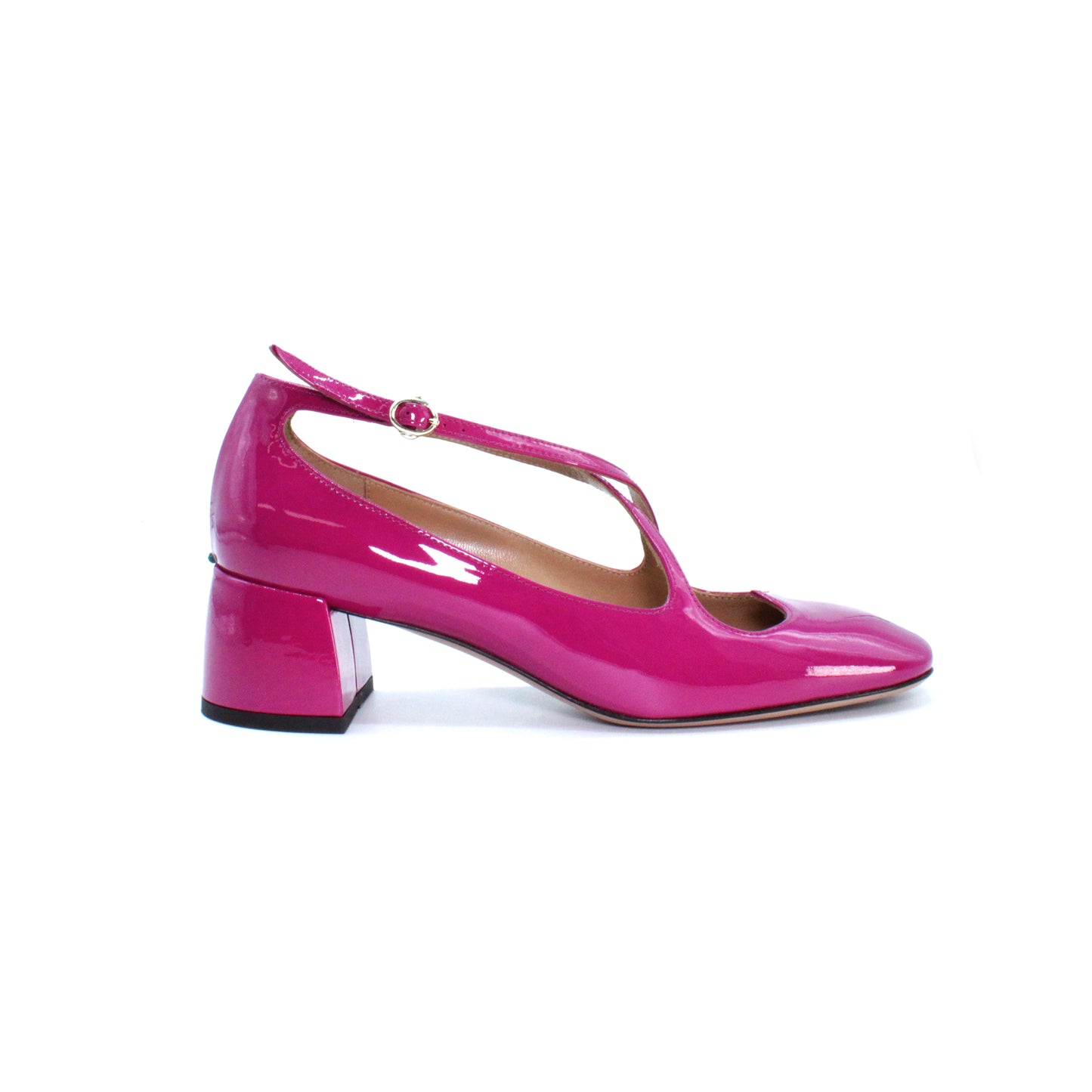 Two for Love in cyclamen-coloured patent leather