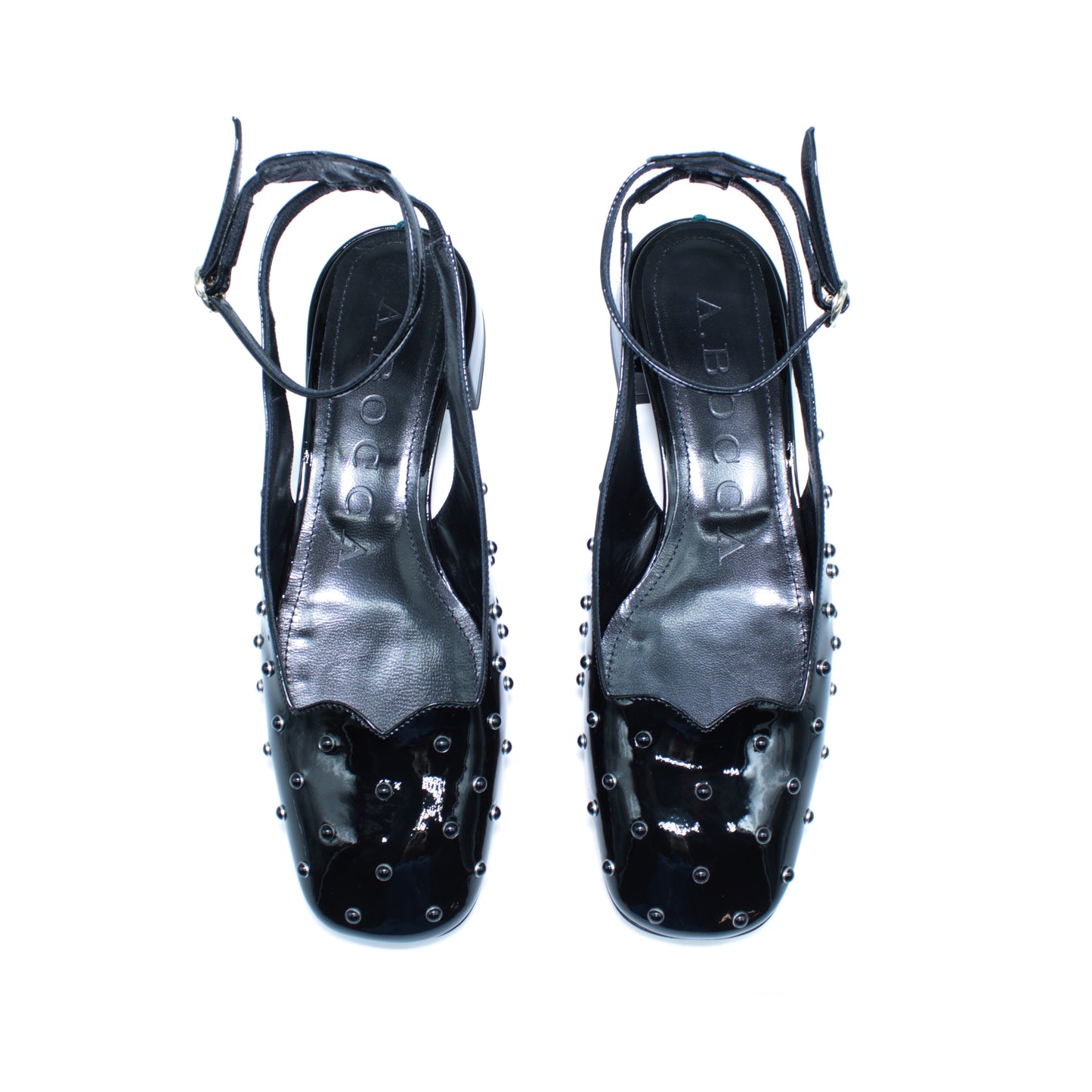 Humi Sling Back in black patent leather