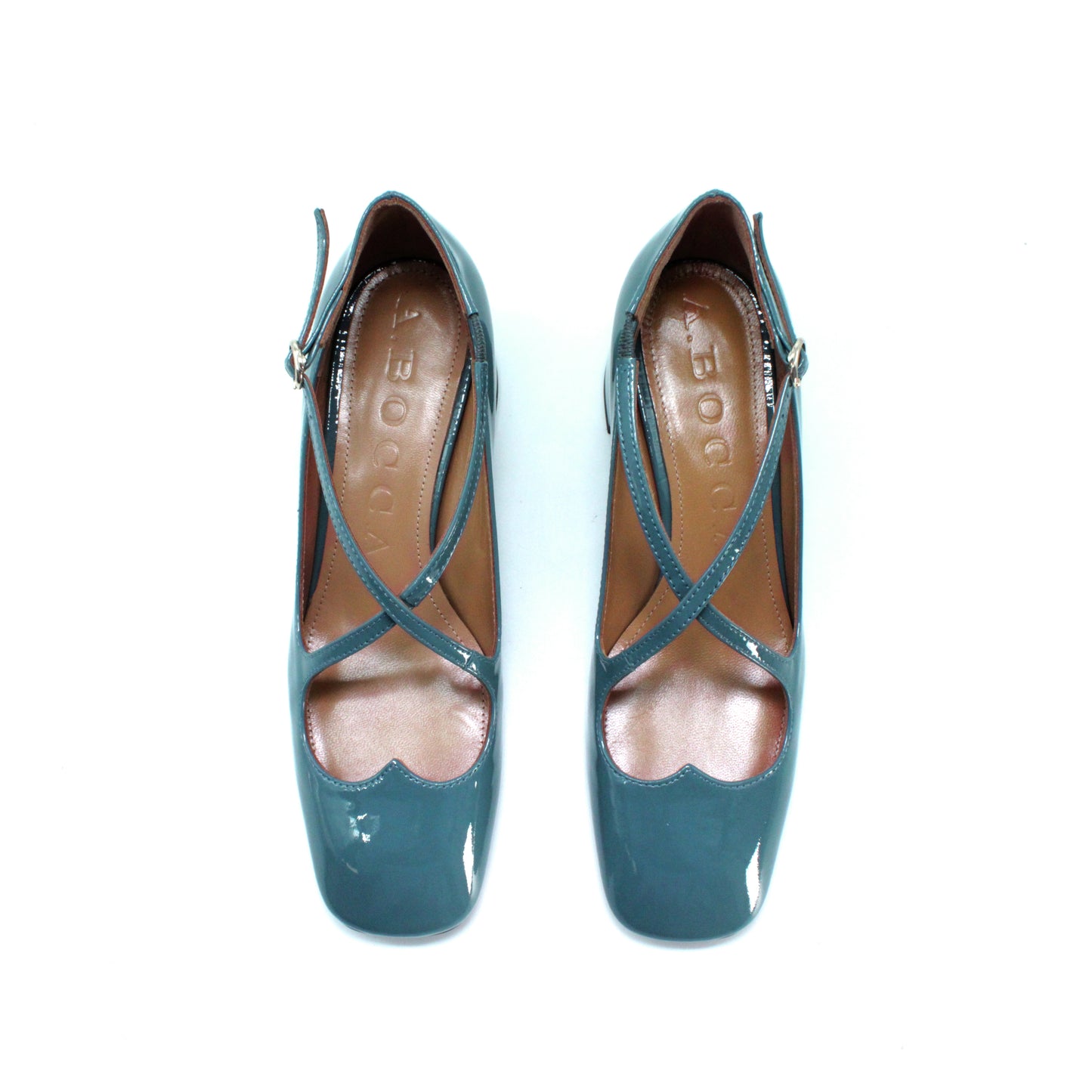 Two for Love in lake-coloured patent leather