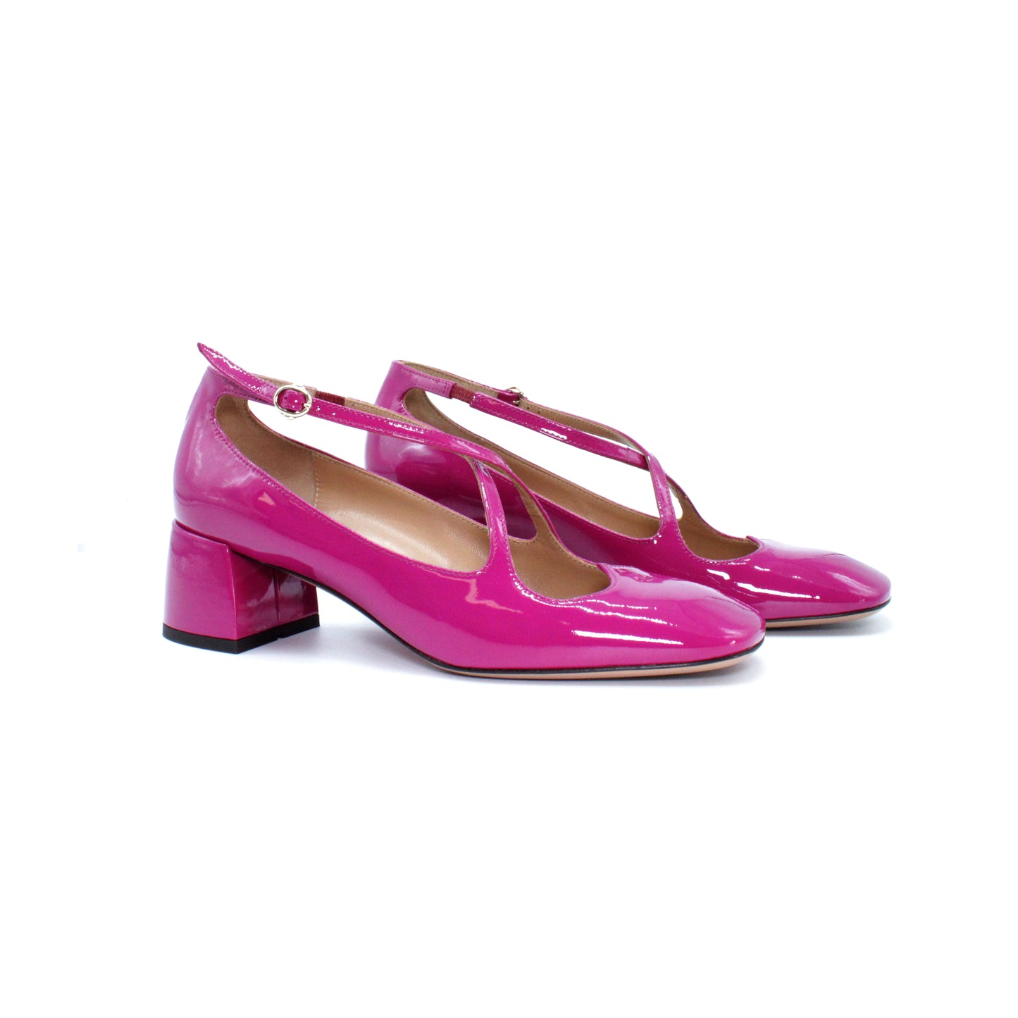 Two for Love in cyclamen-coloured patent leather