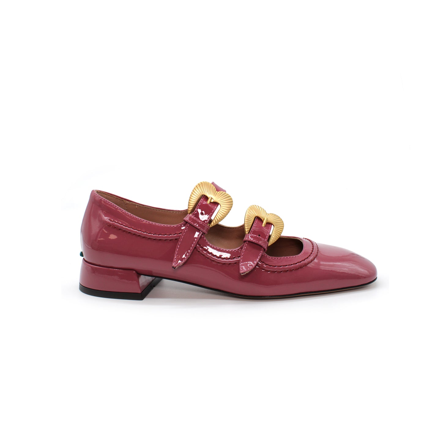 Double strap in hibiscus-coloured patent leather - Second life