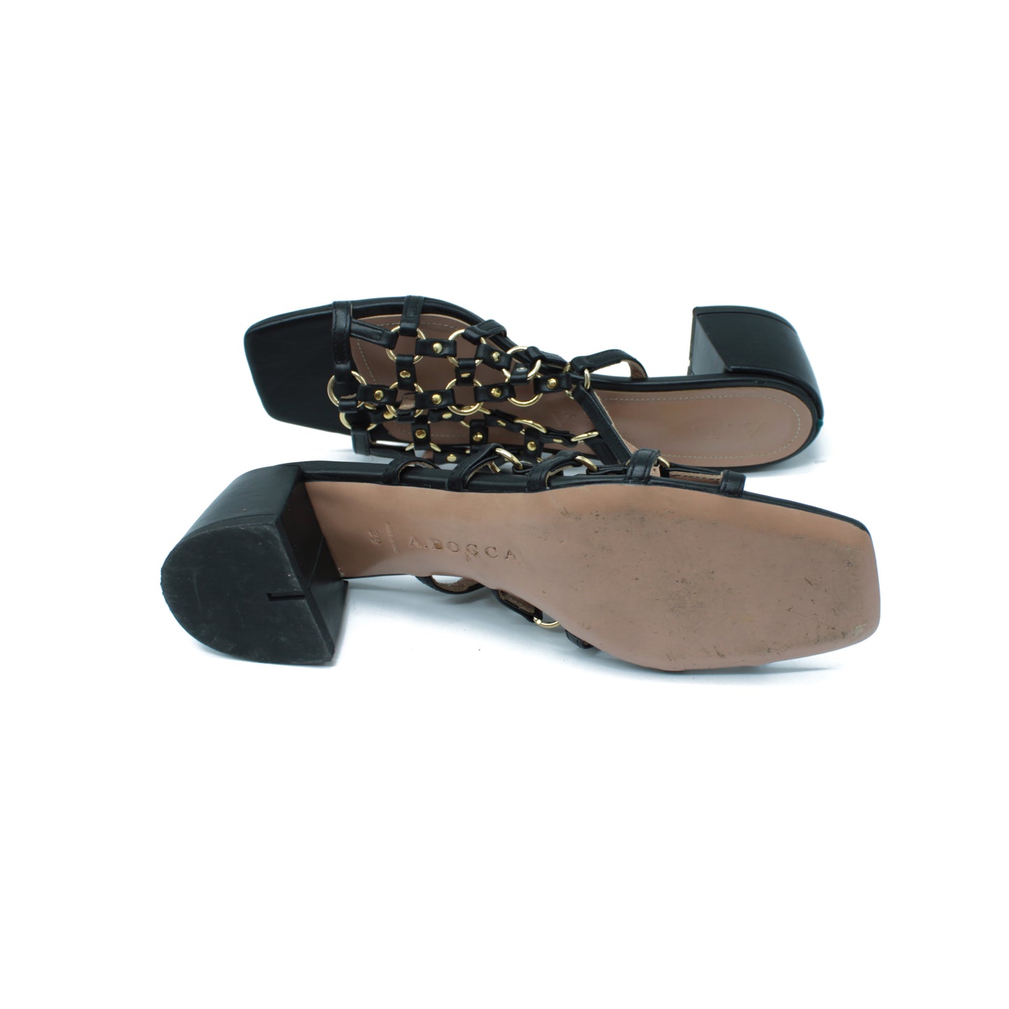 Sandalo con anellini in nappa color nero - Second life