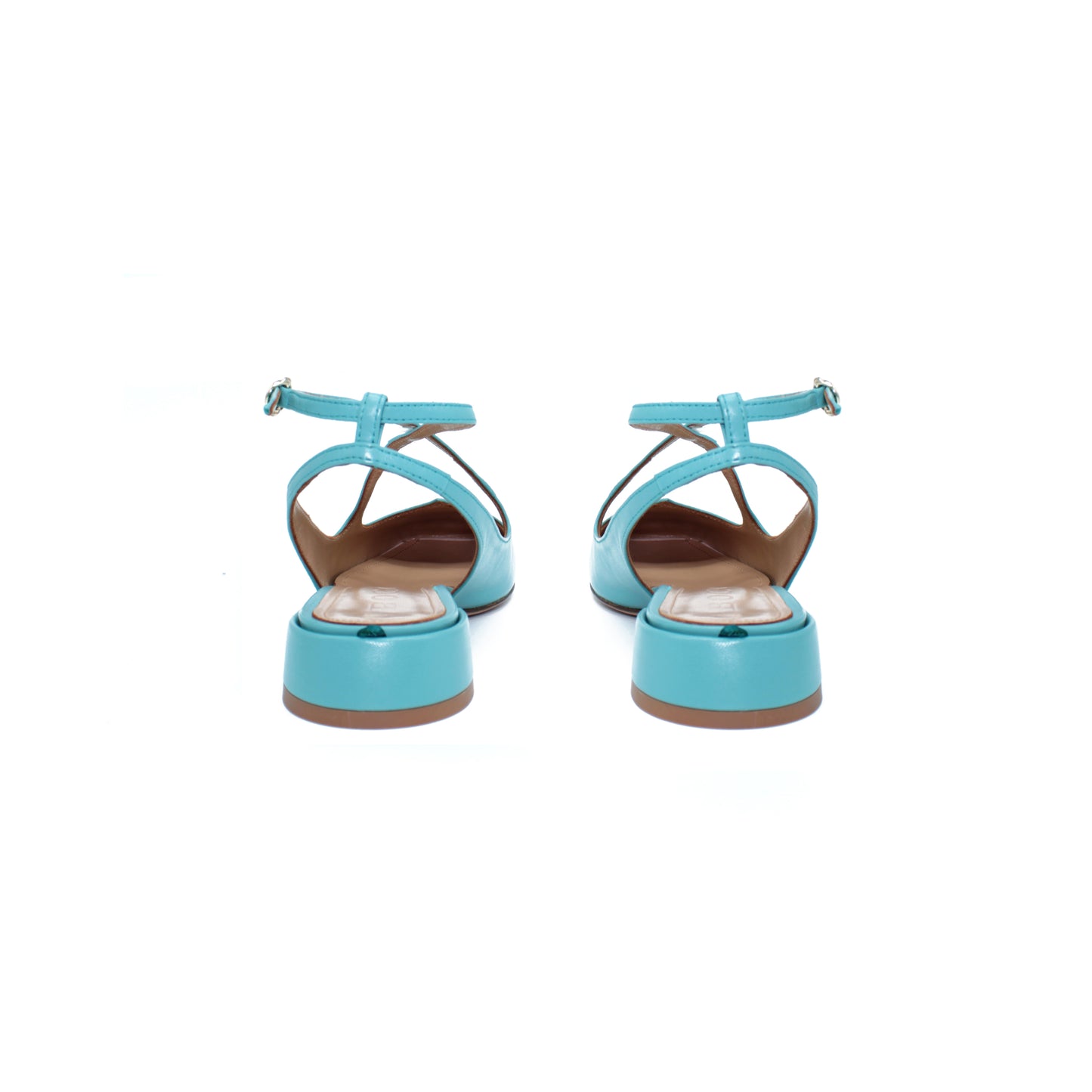 Sling Back Two for Love in turquoise nappa leather