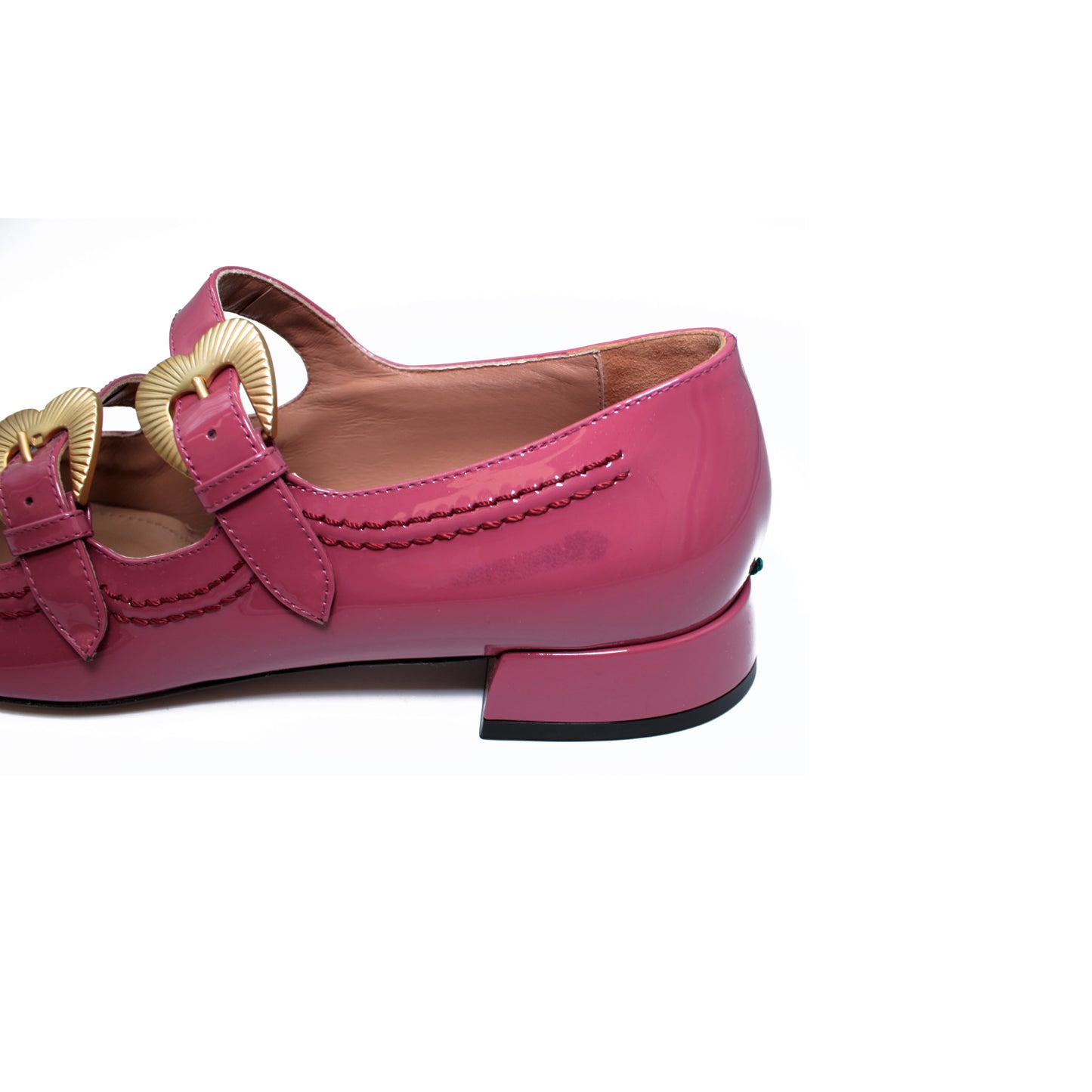 Double strap in hibiscus-coloured patent leather - Second life