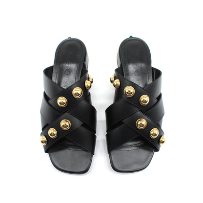 Sandal with studs in black calfskin