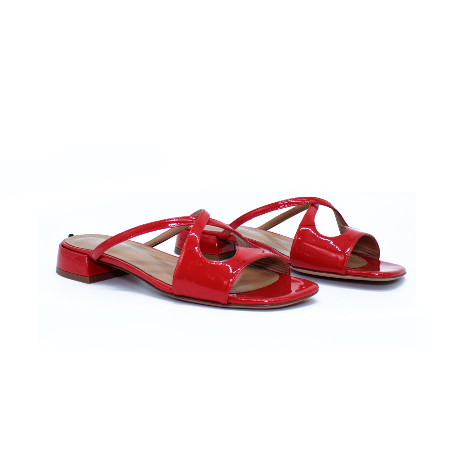 Slide Two for Love in red patent leather