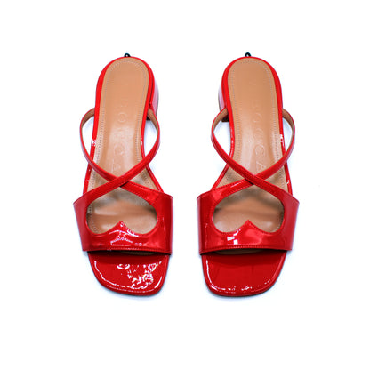 Slide Two for Love in red patent leather