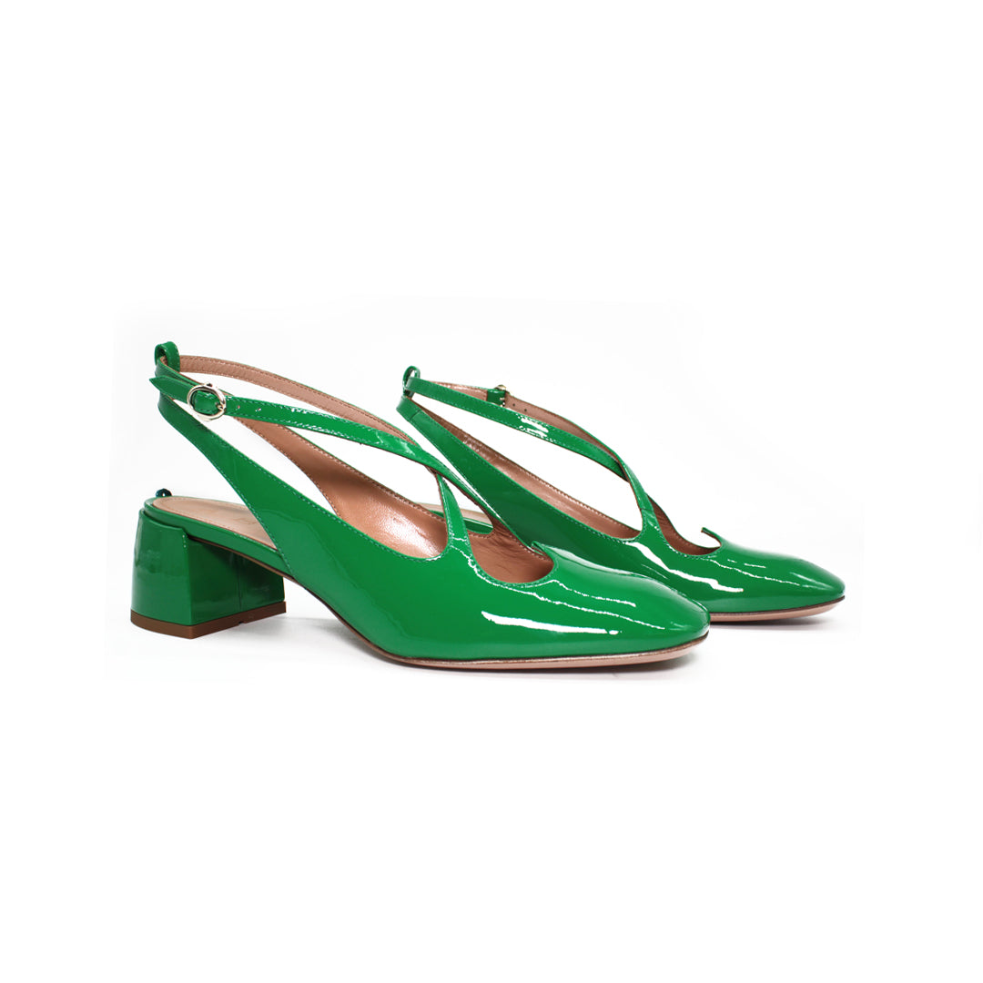 Sling Back Two for Love in cloverleaf patent leather