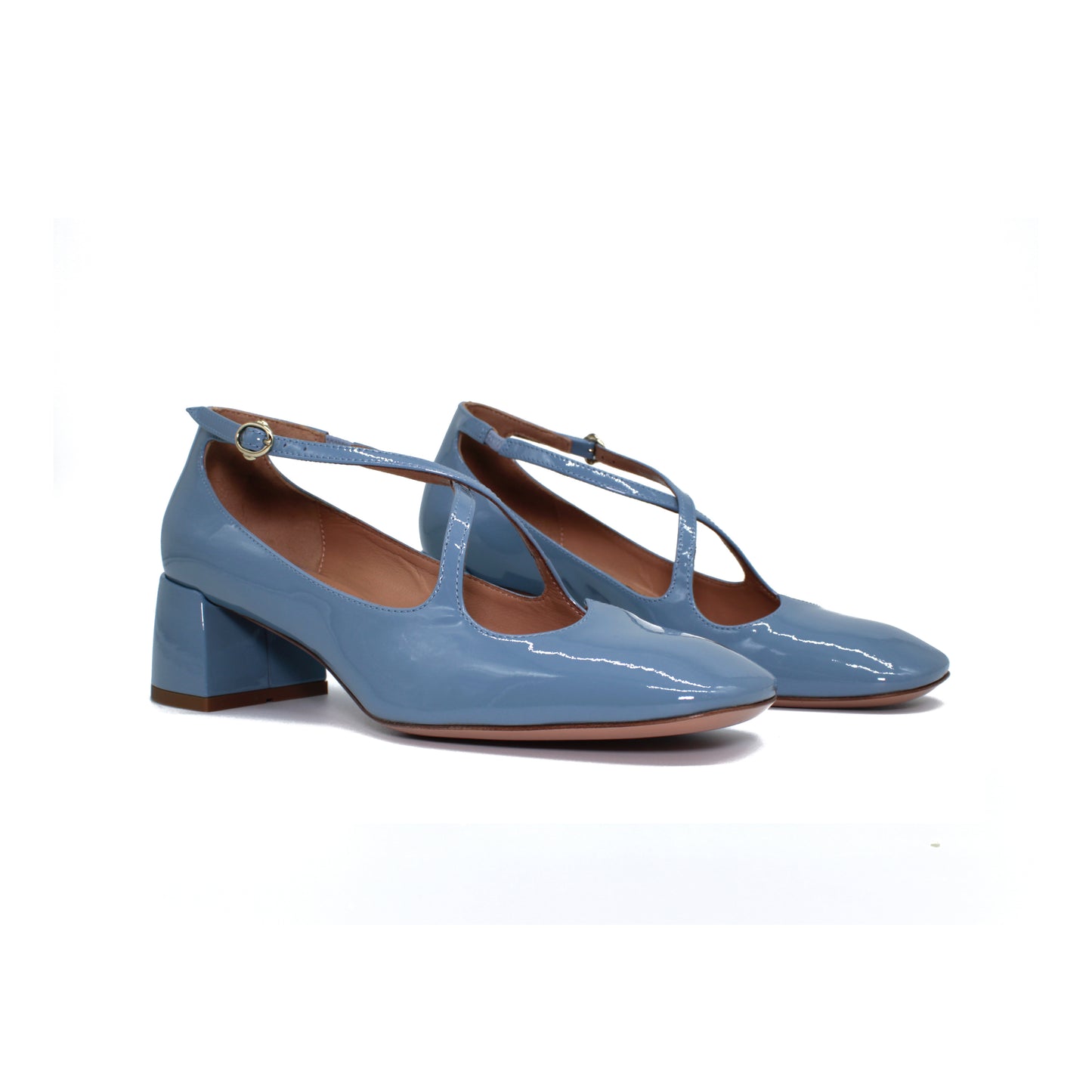 Pump Two for Love in smoky blue patent leather
