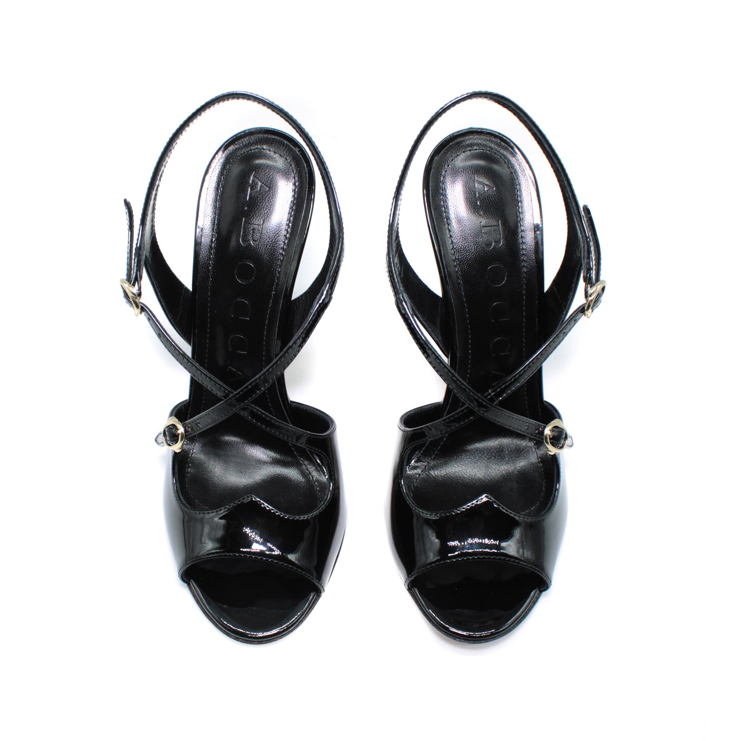 Sexy Sandal Two for Love in black patent leather