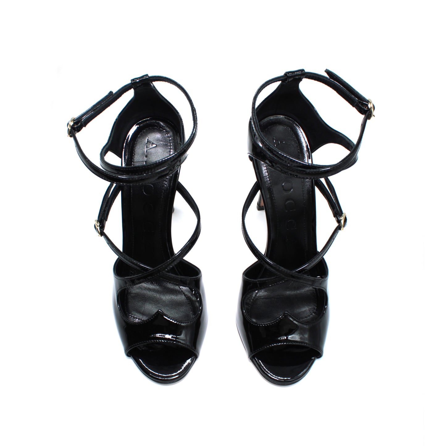 Sexy Sandal Two for Love in black patent leather