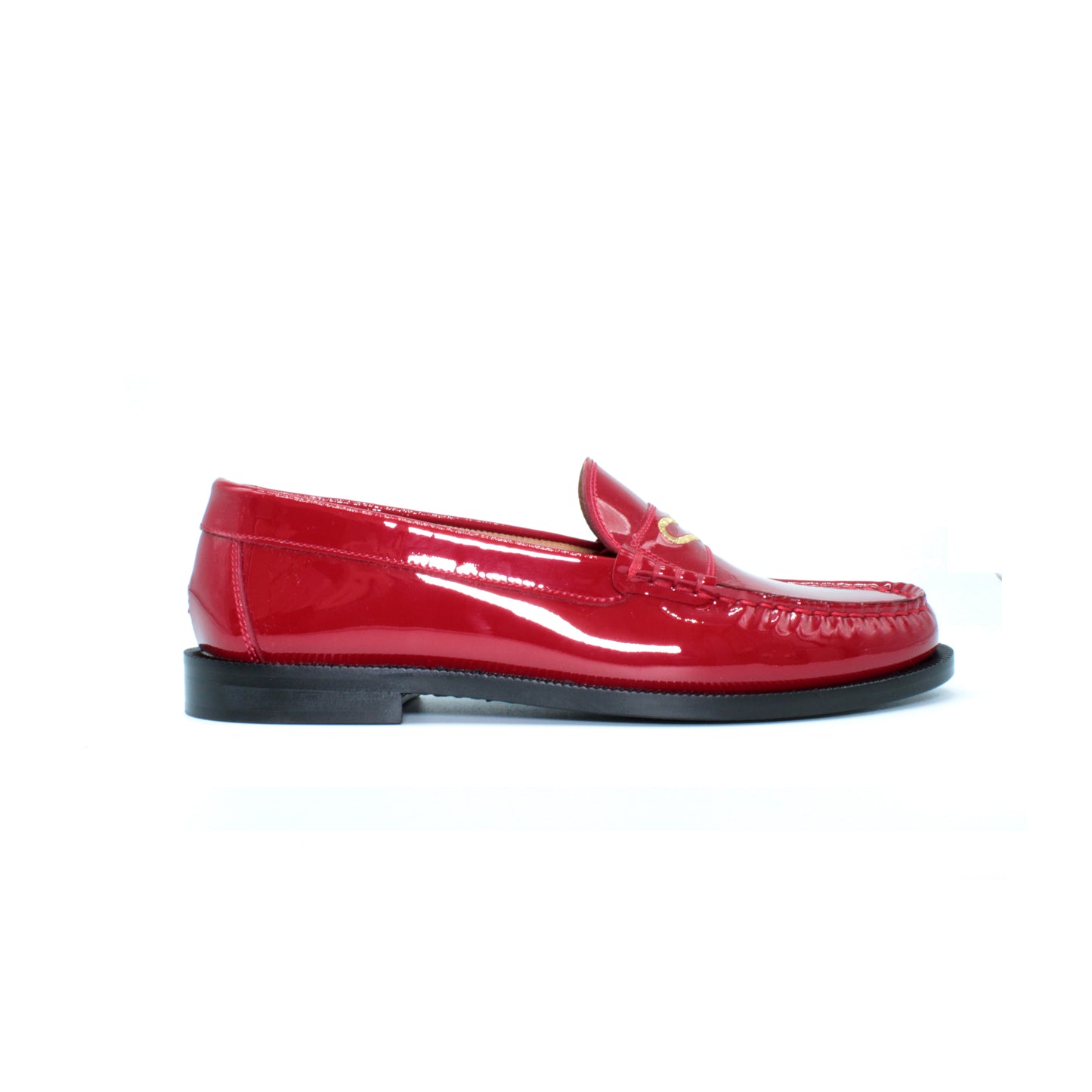 Merlot-colored patent loafer