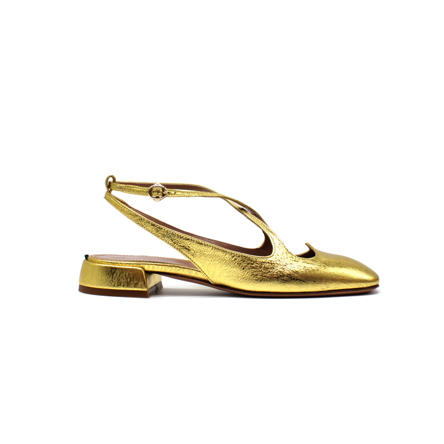 Sling Back Two for Love in pelle laminata color oro