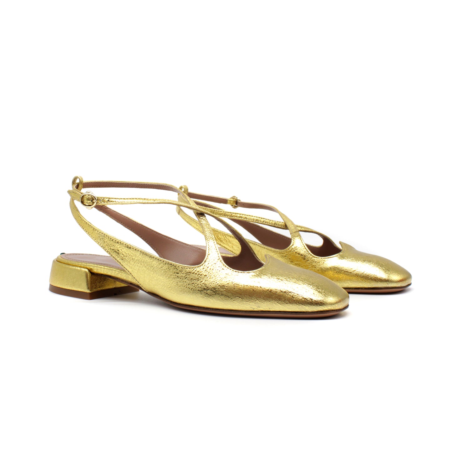 Sling Back Two for Love in pelle laminata color oro