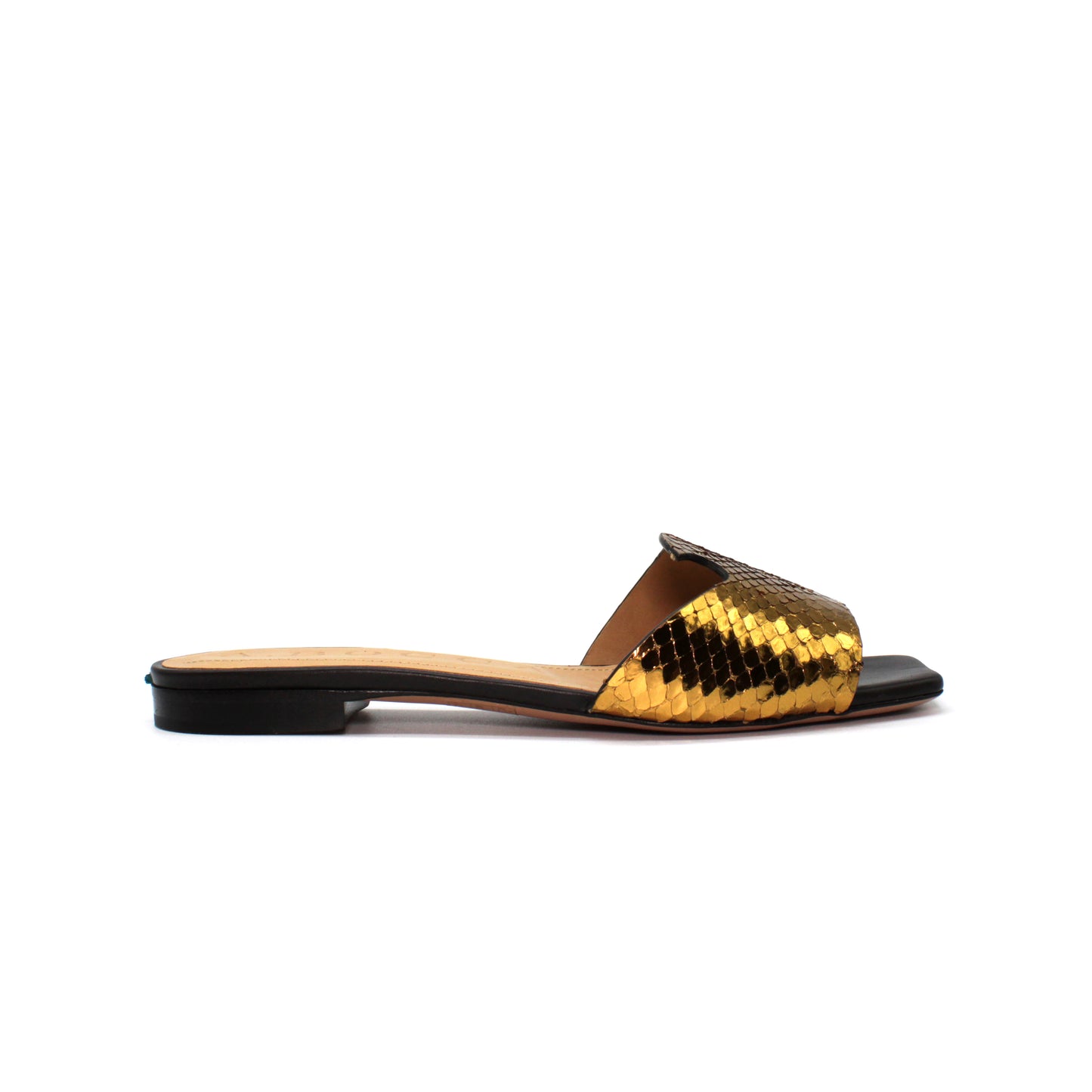 A.Bocca Slide in bronze-colored laminated leather