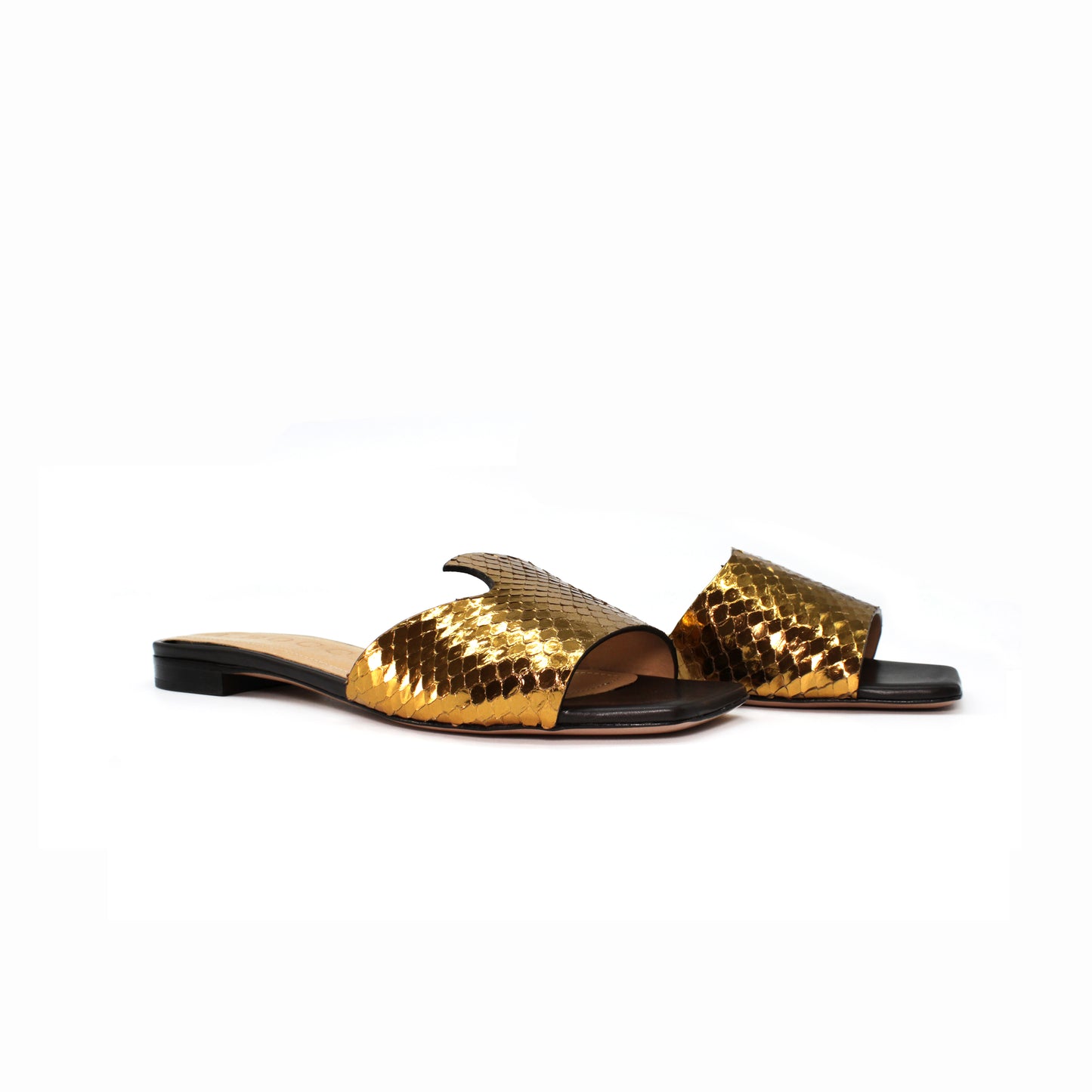 A.Bocca Slide in bronze-colored laminated leather