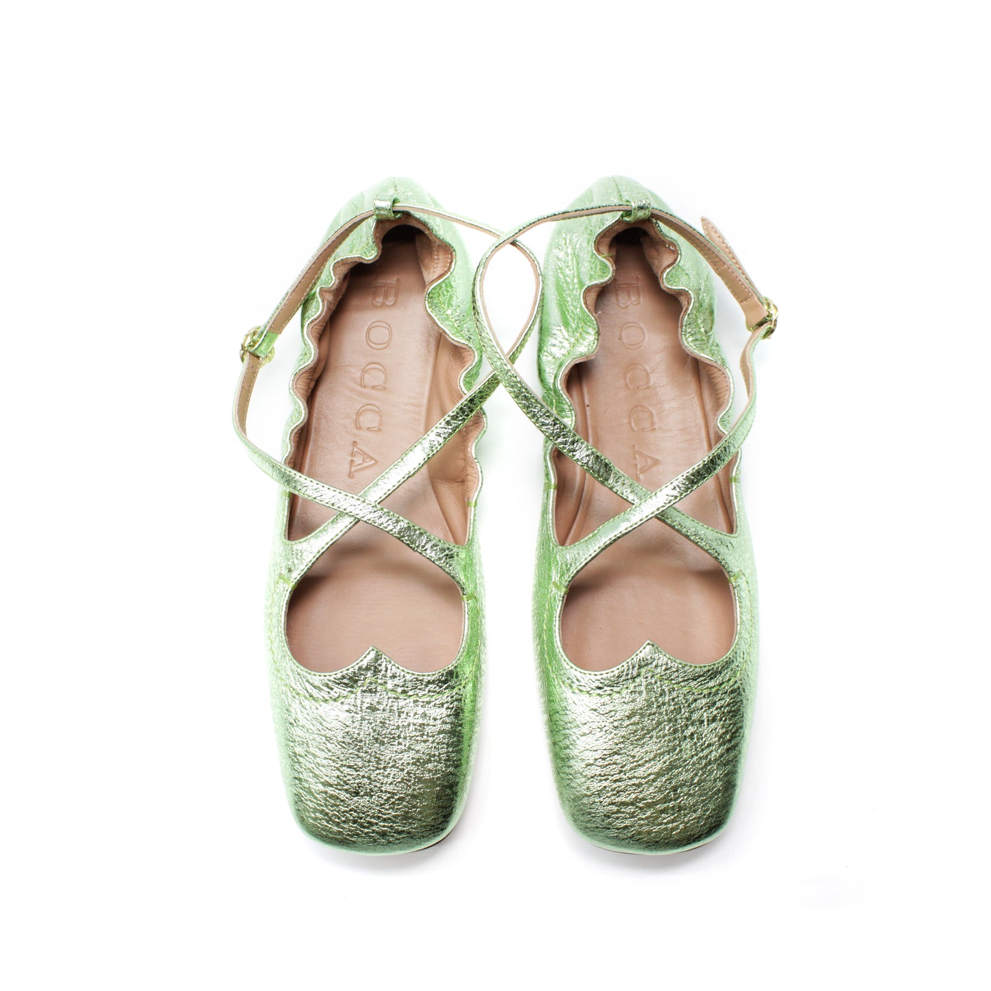 Two for Love ballerina in jade laminated leather