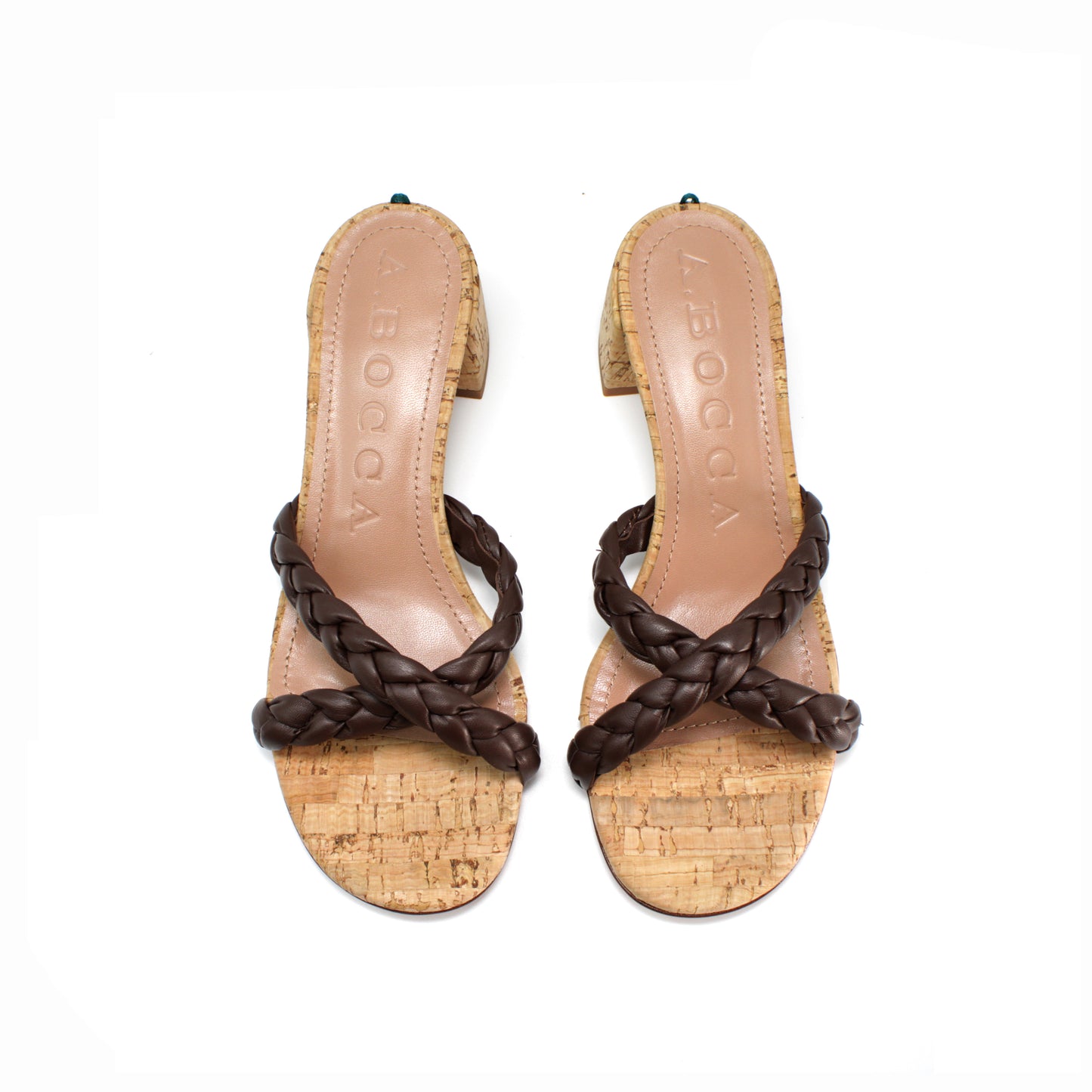 A.Bocca sandal in coffee napa leather and cork